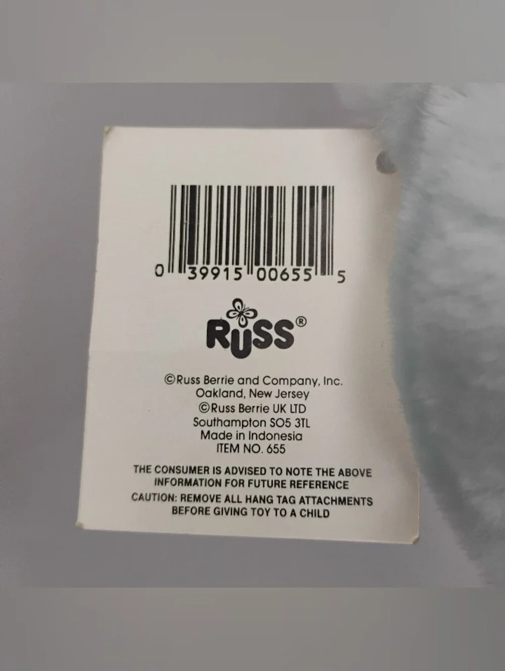 NWT Vintage Russ Berrie Baby Shower Boy's Blue Rattle Toy Plush Teddy Bear Gift